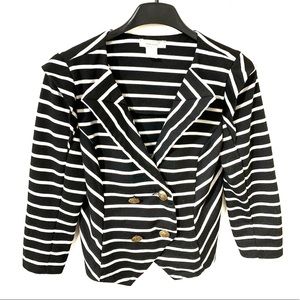Poetry Black and White Striped Blazer Jacket